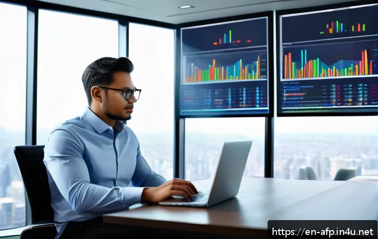 AFP 자격증으로 가능해지는 금융 직무 - A professional financial advisor in a modern office setting, dressed in business casual attire, atte...